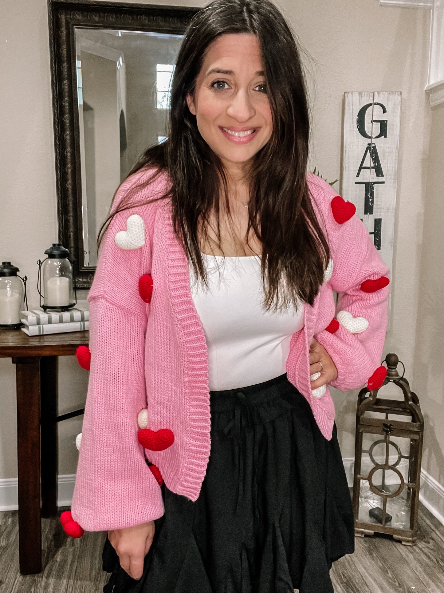 3d Heart Cropped Cardigan
