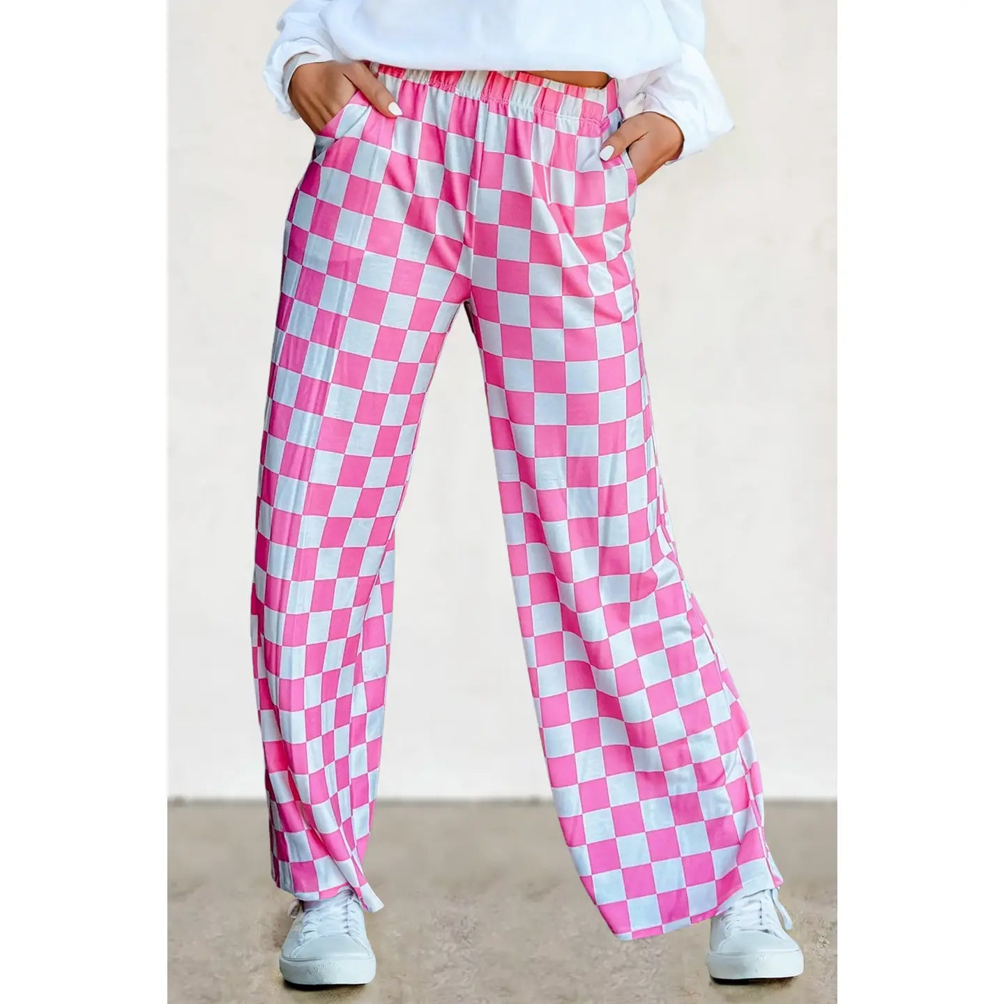 Pink and White Checkered Pants