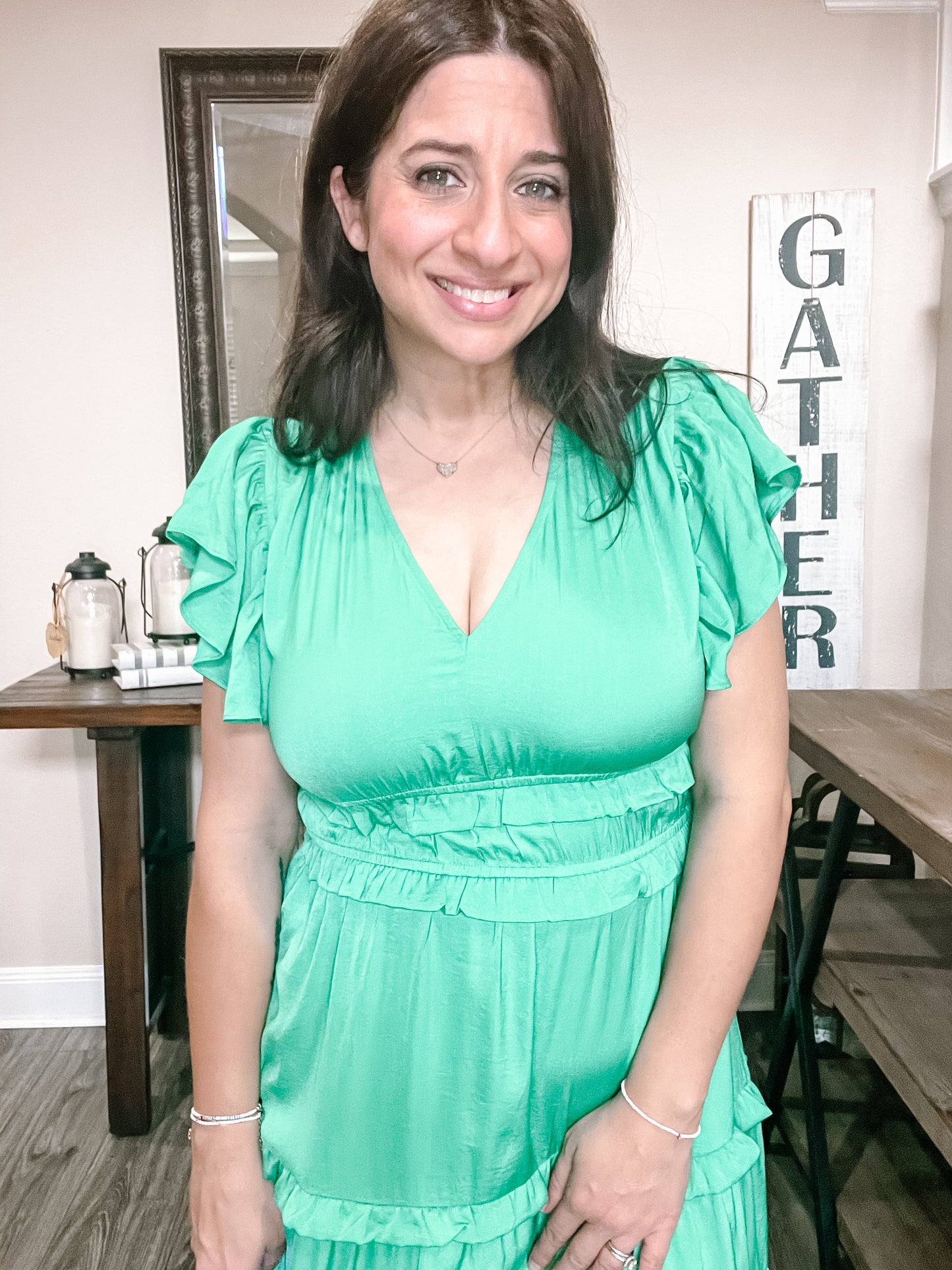 Emerald Green V-Neck Midi