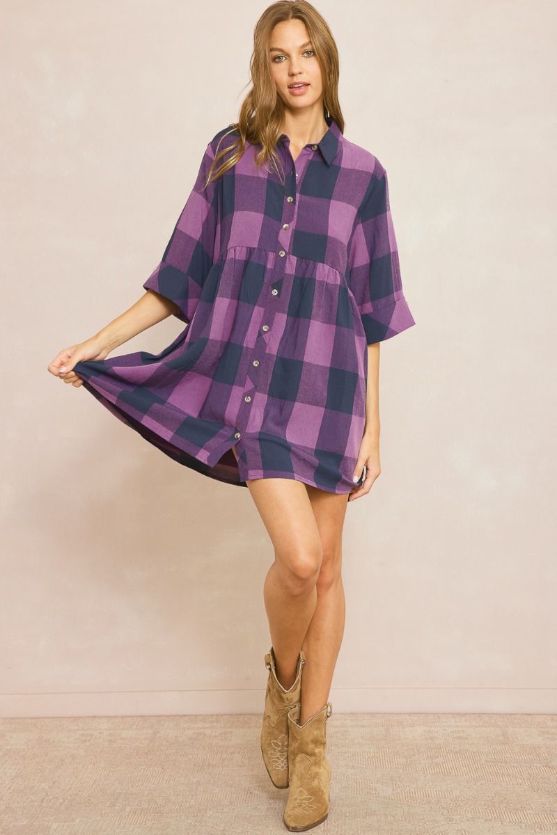 Purple Checkered Dress