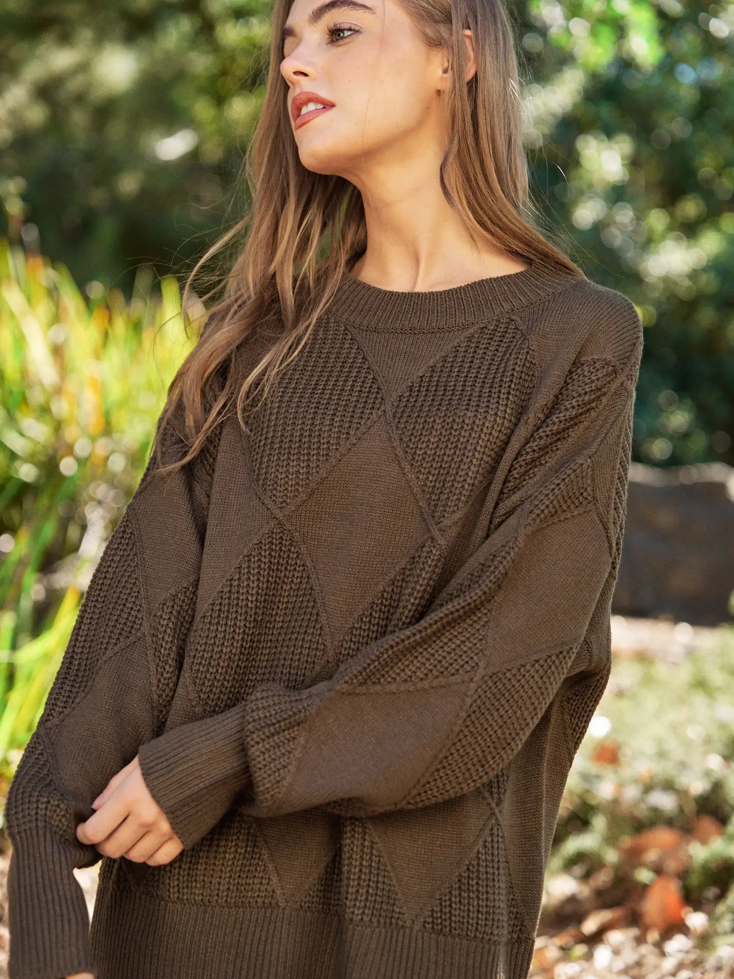 Olive Brown Exposed Seam Sweater