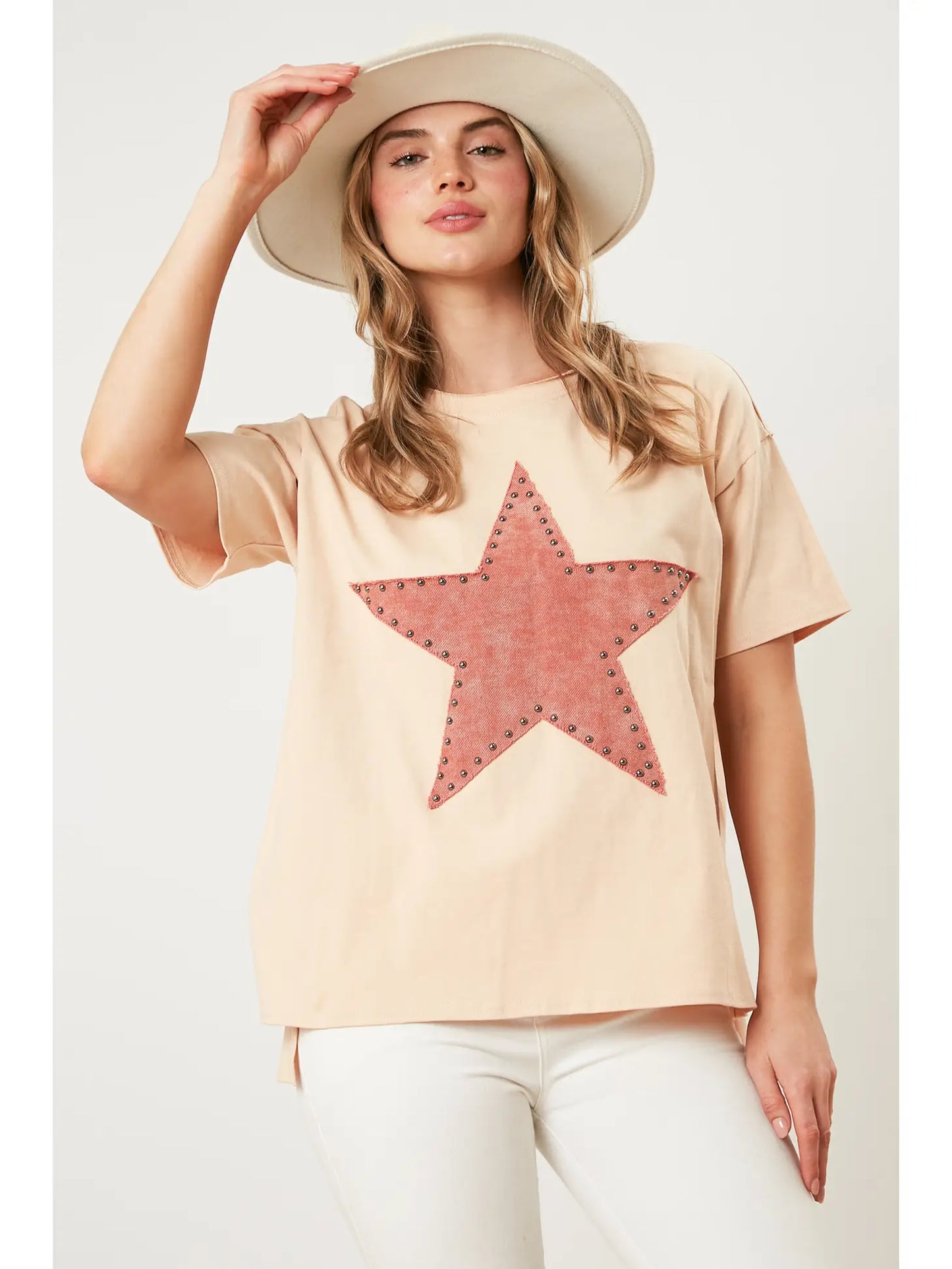 Studded Star Washed Twill Top