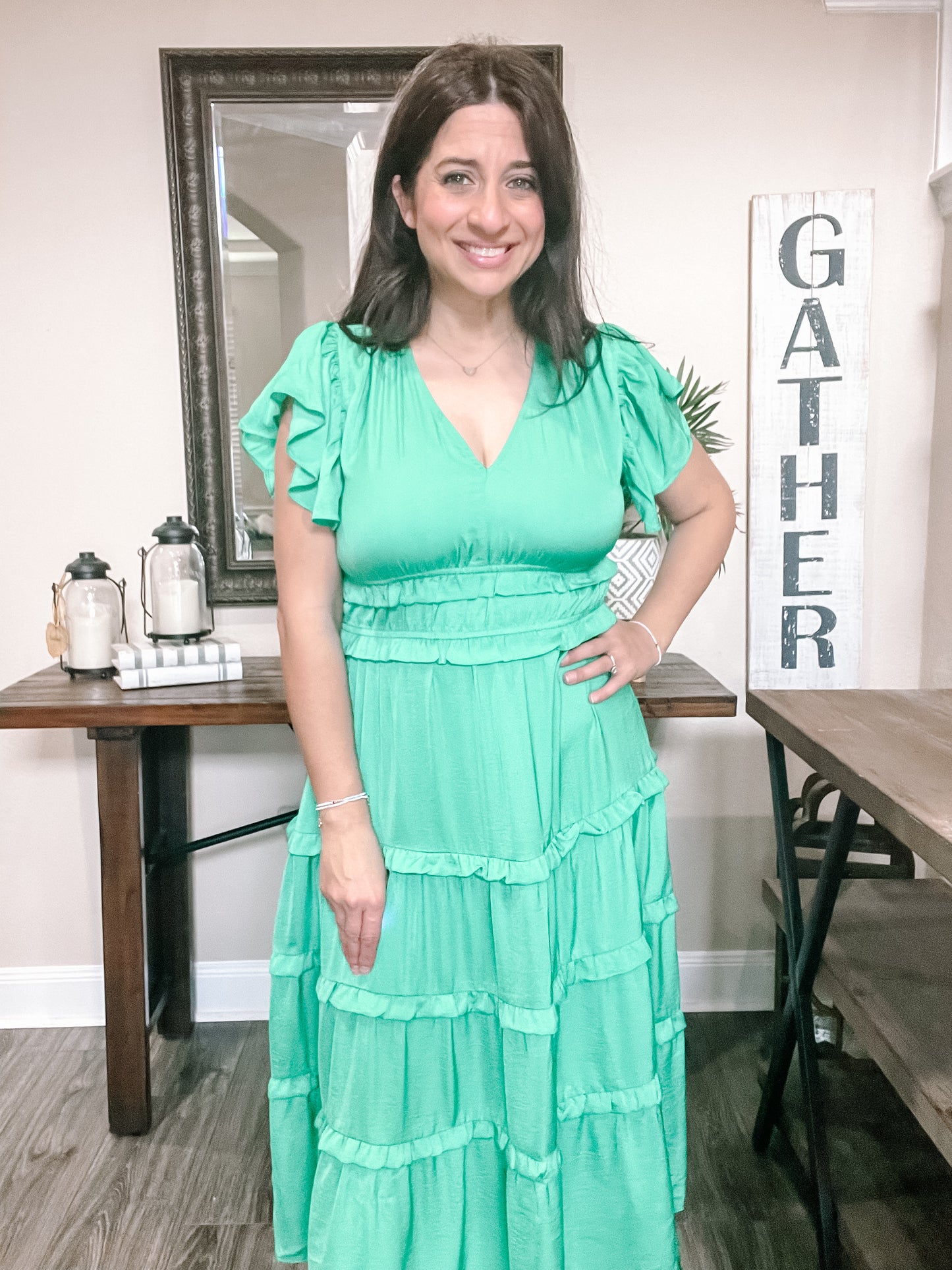 Emerald Green V-Neck Midi