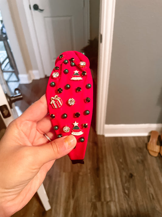 Red Jeweled Christmas Headband