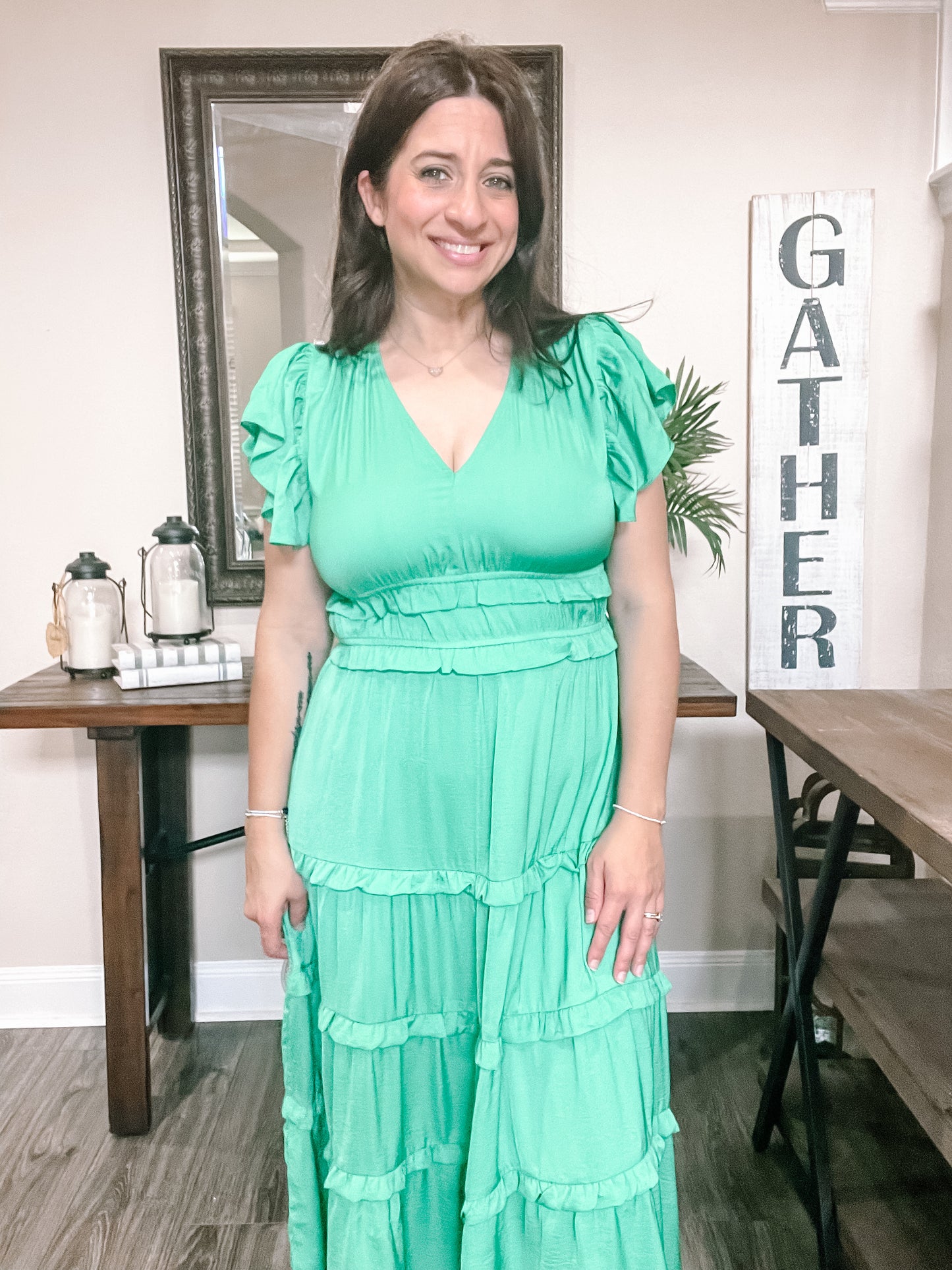 Emerald Green V-Neck Midi