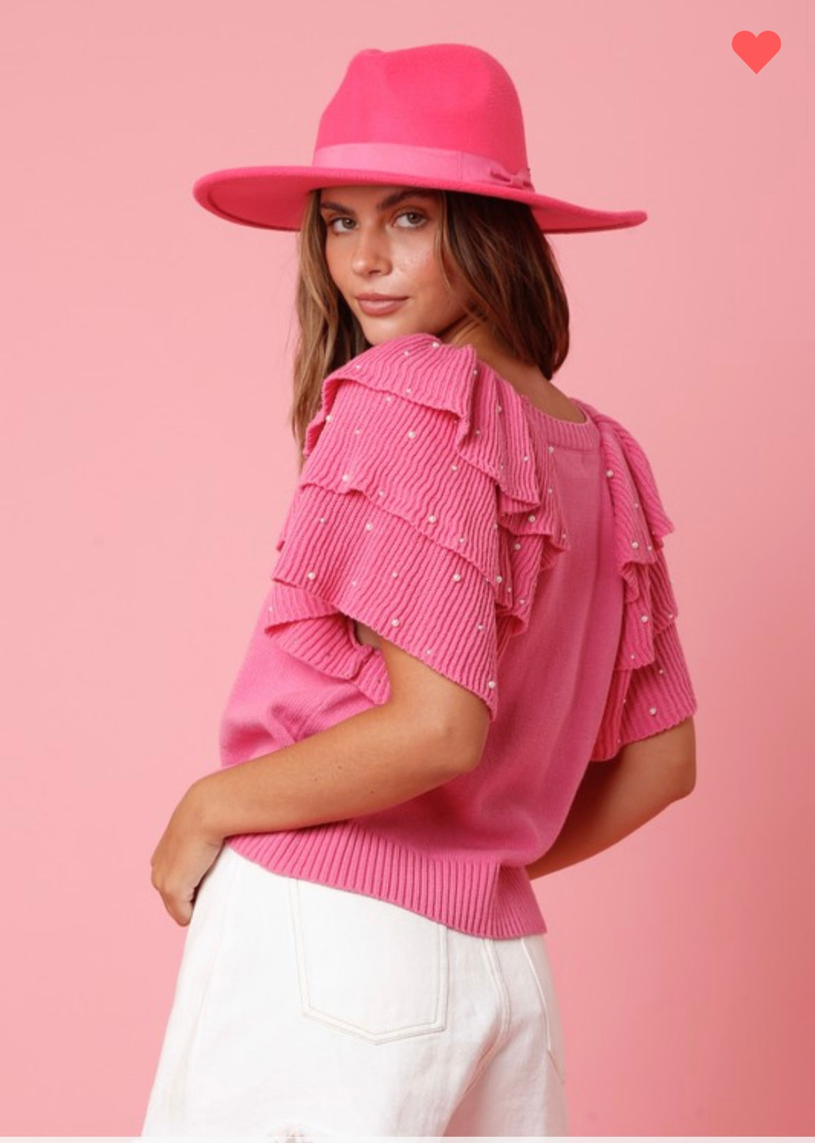 Pre-Order Pink Pearl Ruffle Top