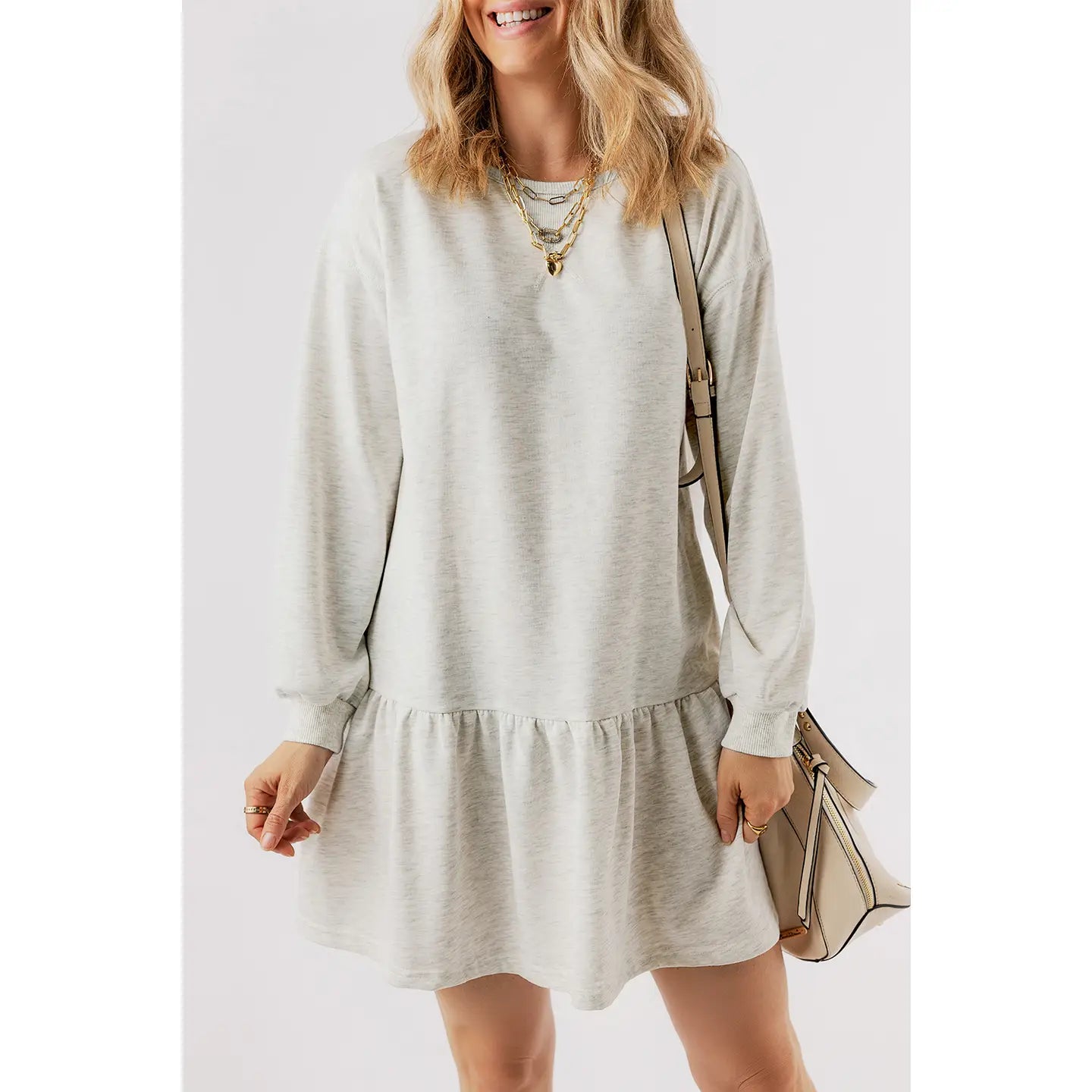 Sweatshirt Ruffle Mini Dress