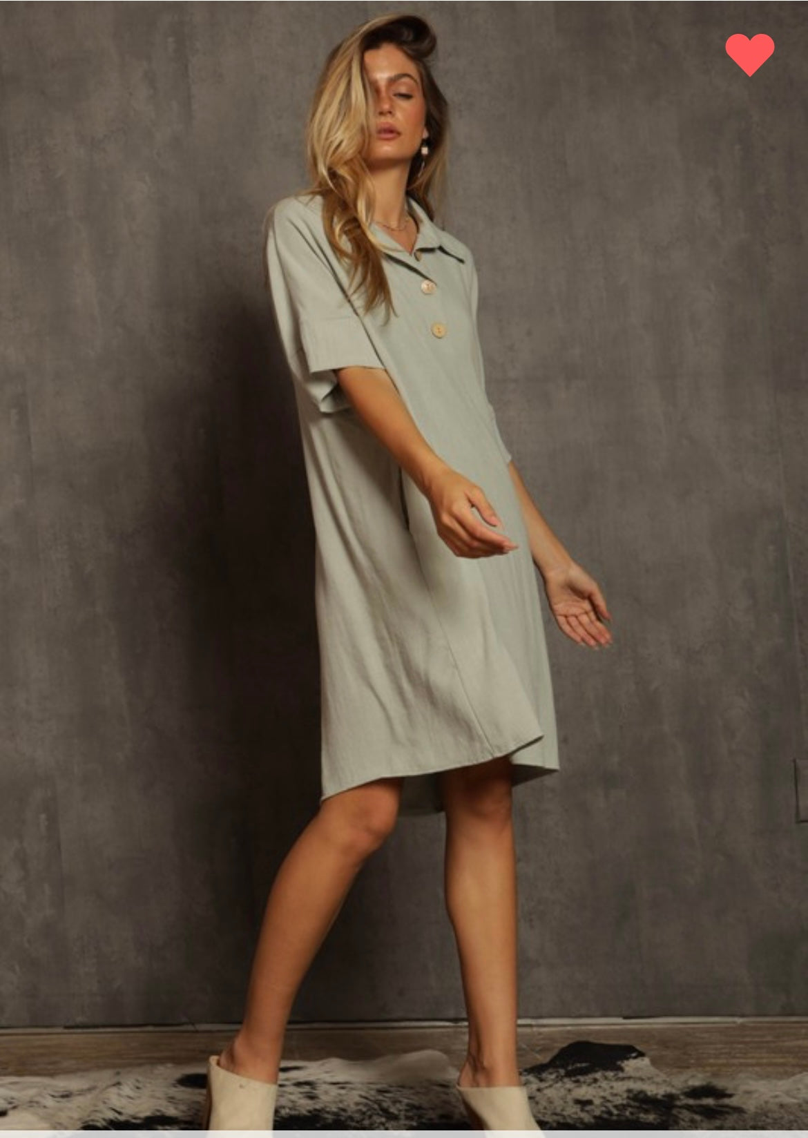 Sage Linen Button Dress