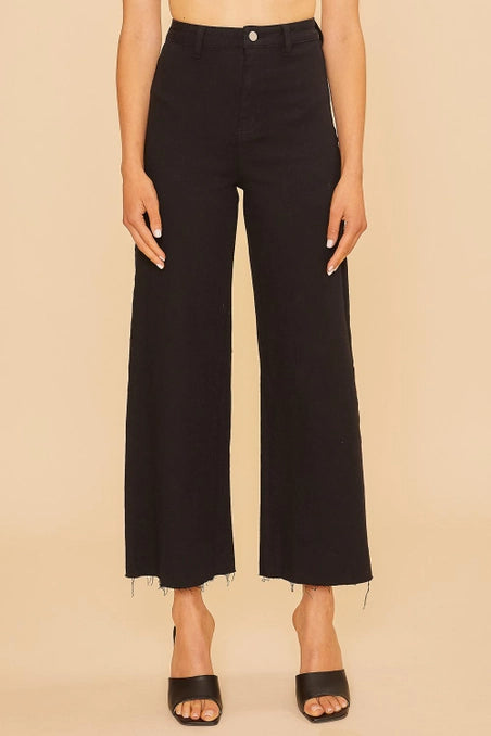 Black Stretch Wide Leg Denim