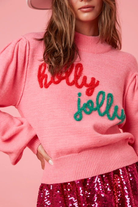 Pink Holly Jolly Sweater