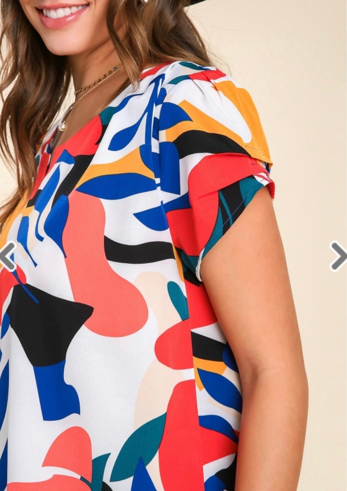 Abstract Short Sleeve Blouse