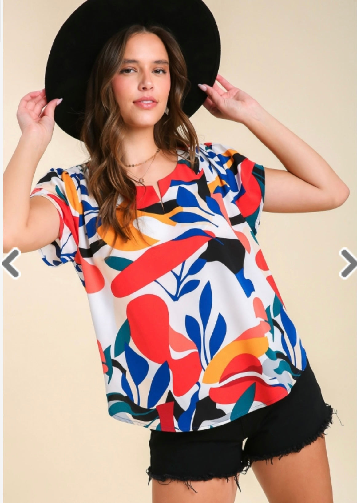 Abstract Short Sleeve Blouse