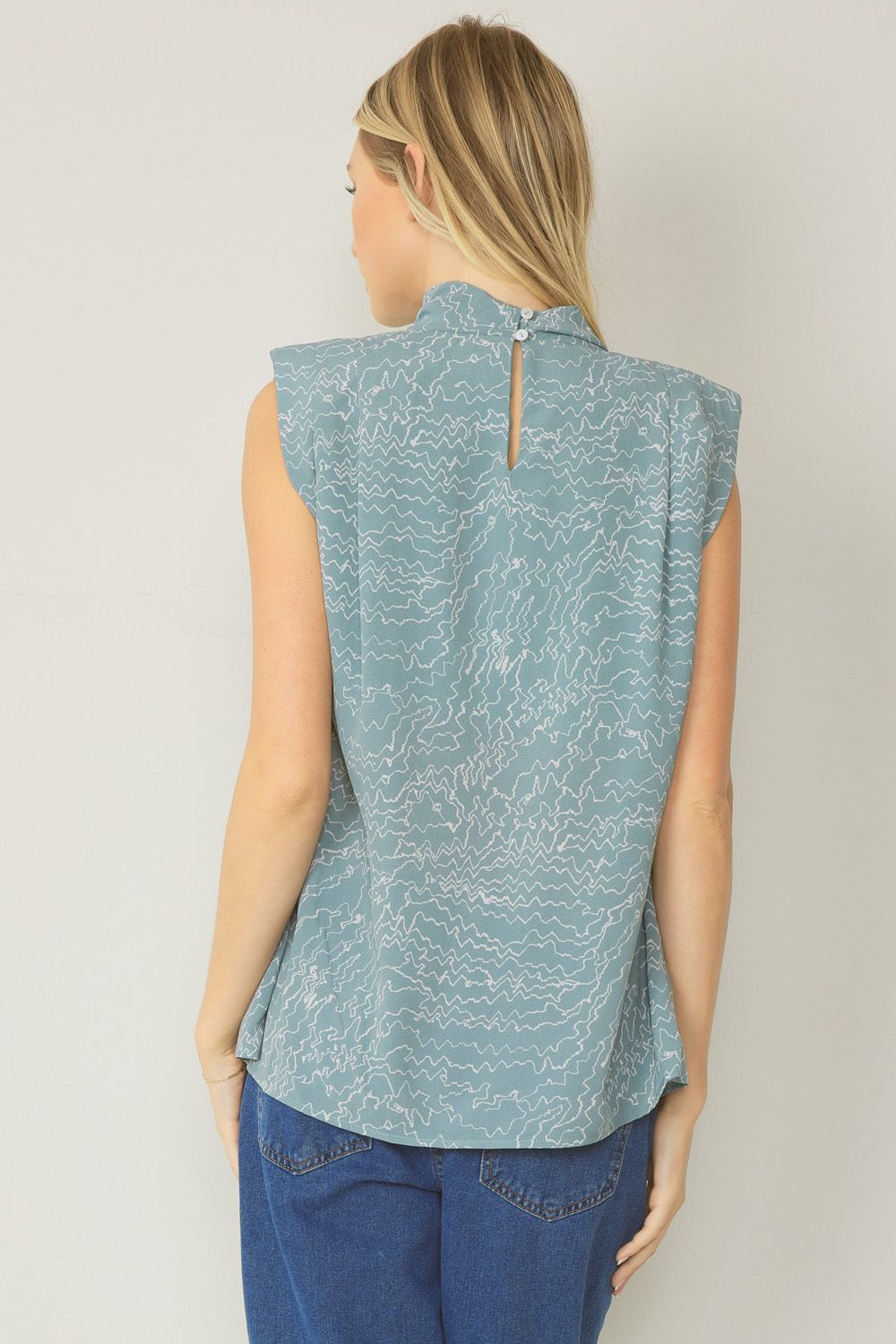 Blue Cowl Neck Top