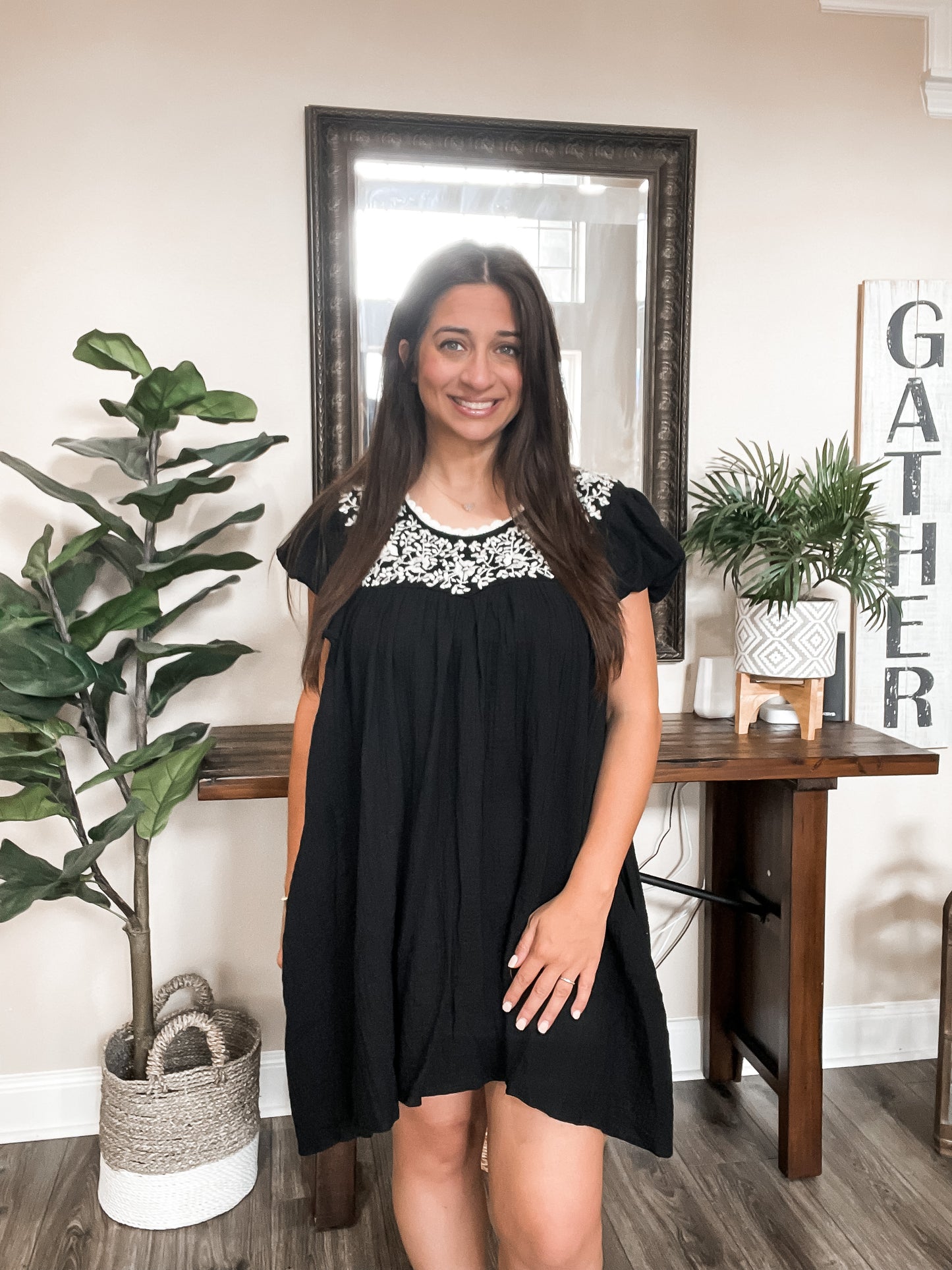 Black Embroidered Dress