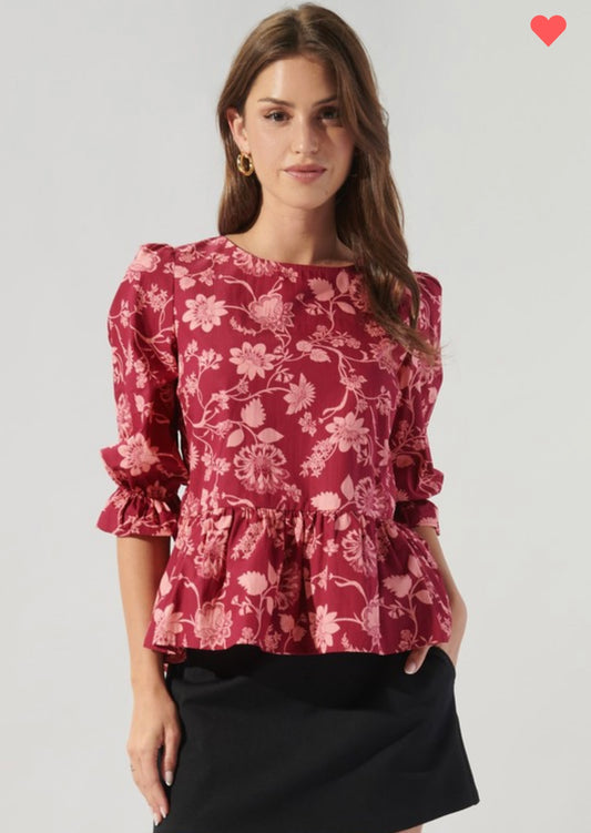 Peplum Half Sleeve Blouse