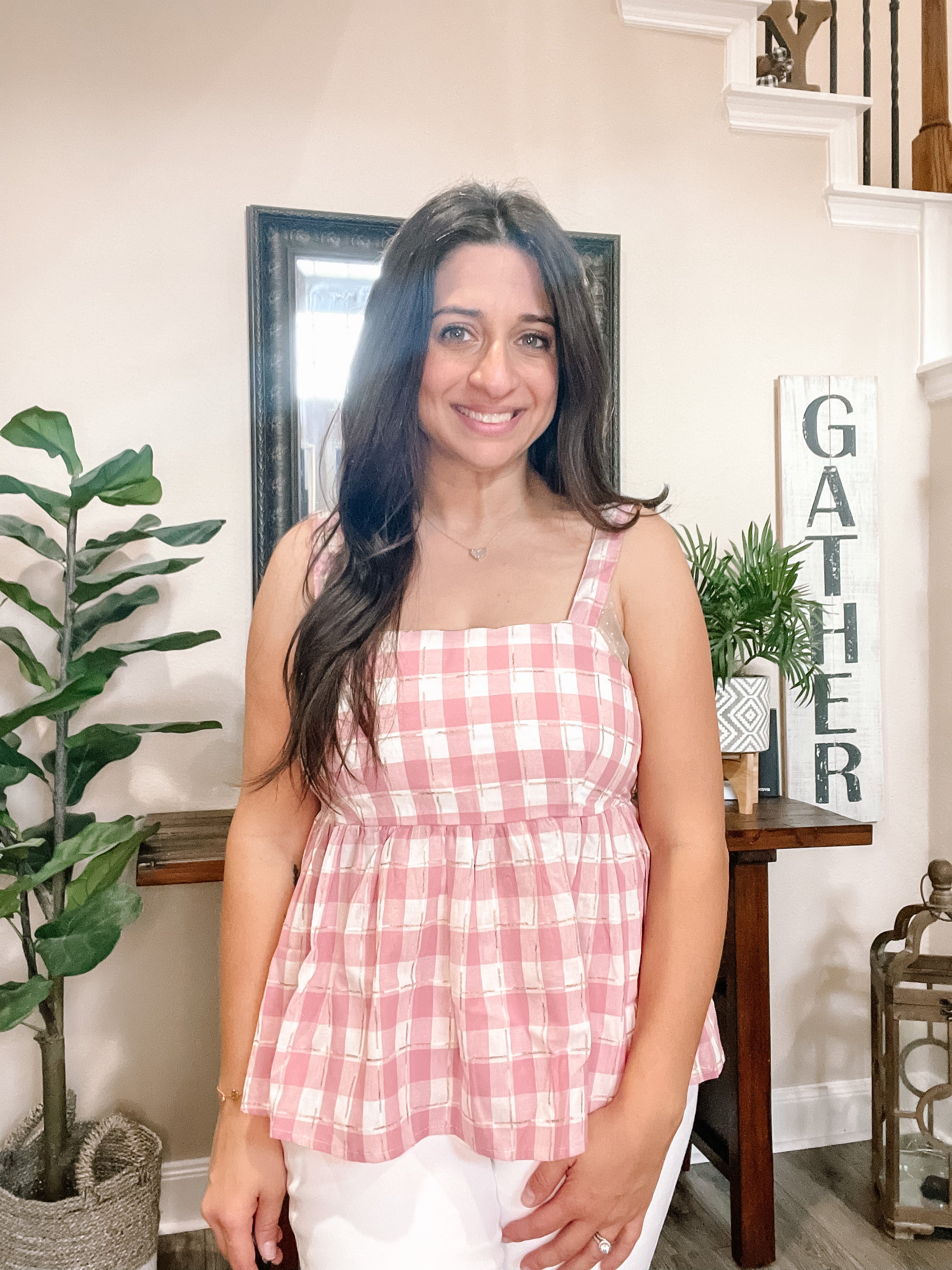 Gingham Sleeveless Peplum Top – The Jade Cactus