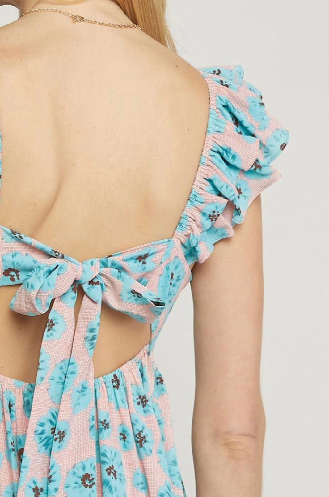 Floral Back Tie Midi Dress