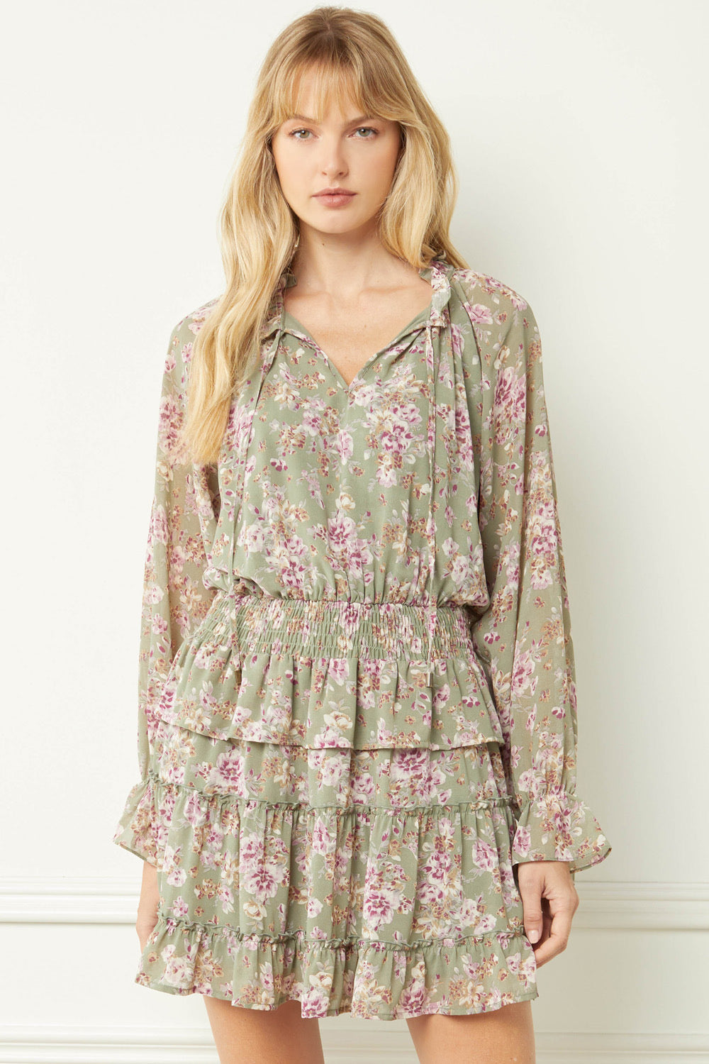 Smocked Waistband Floral Dress