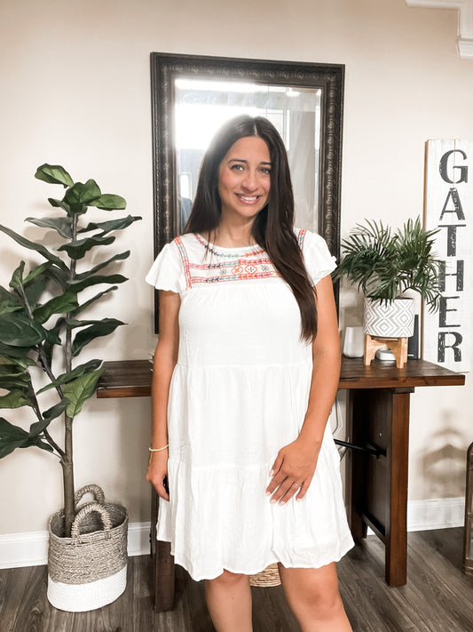 White Embroidered Dress