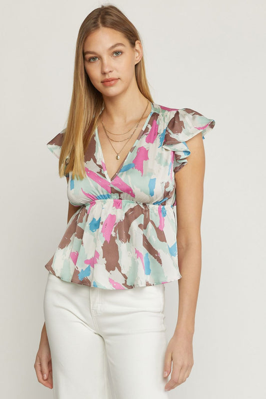 Watercolor Peplum Top