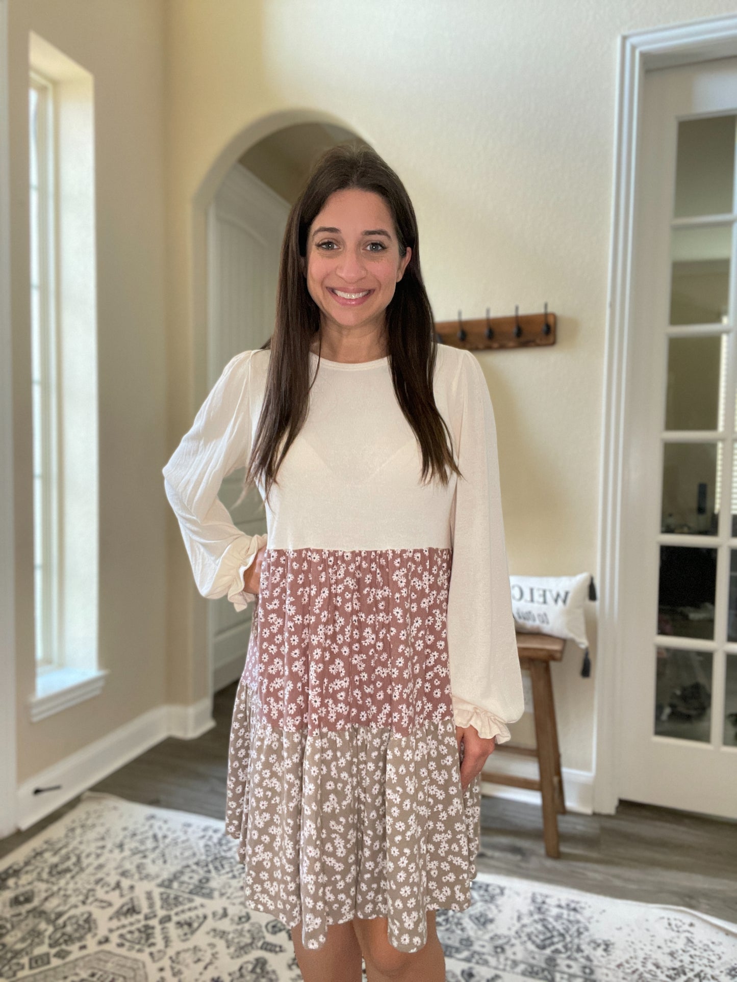 Cream Floral Dress