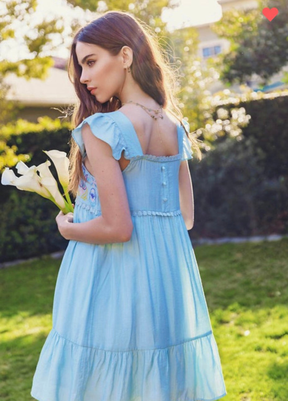 Embroidered Mint Dress