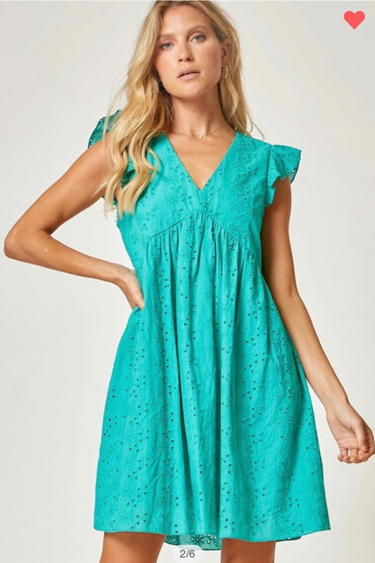 Emerald Eyelet Dress