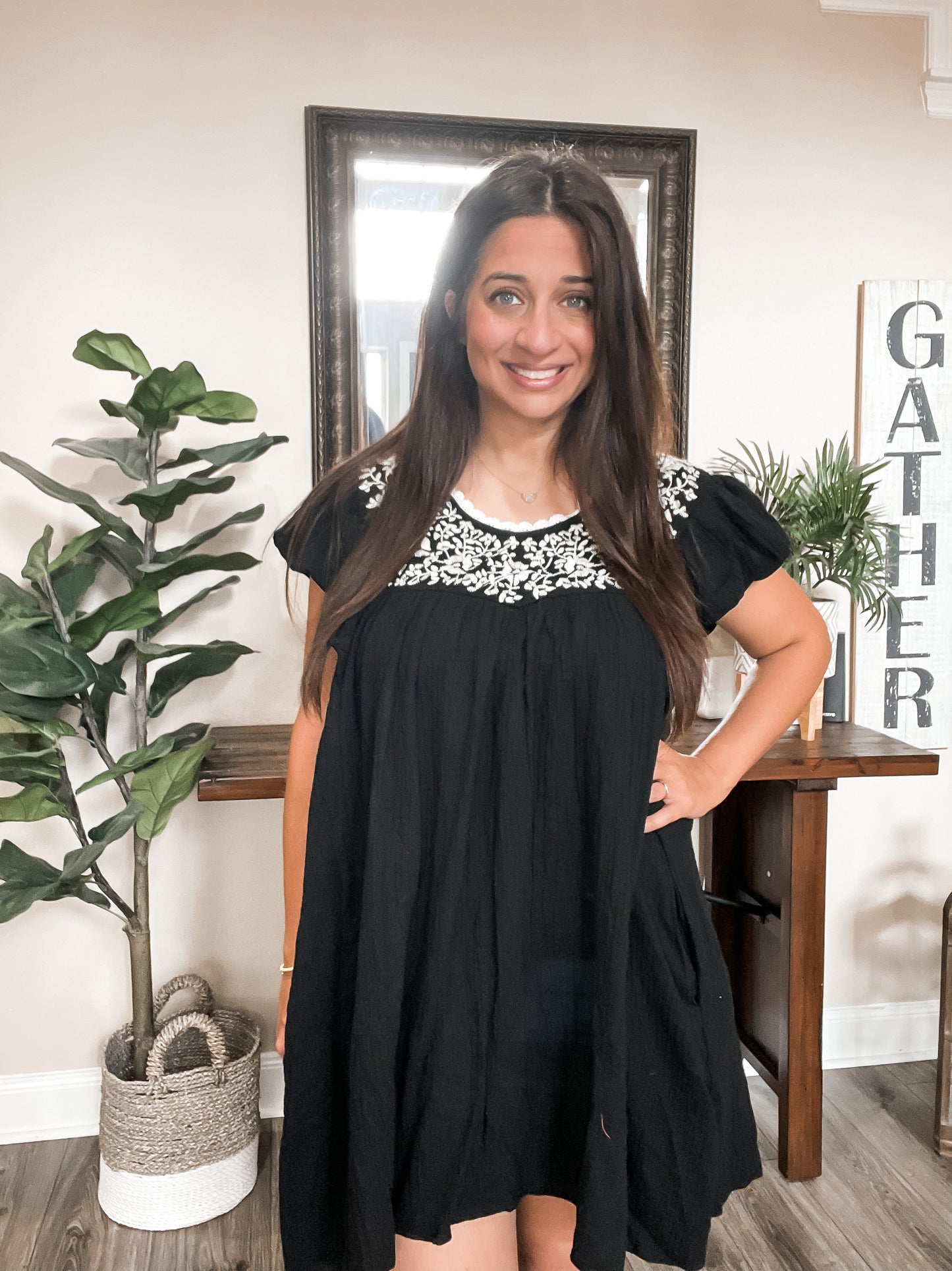 Black Embroidered Dress